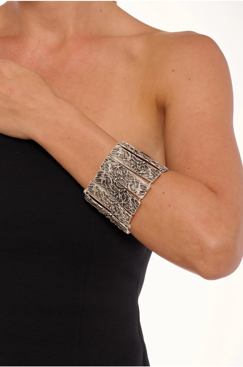 Kiraz Elastic Silver Plated Bracelet