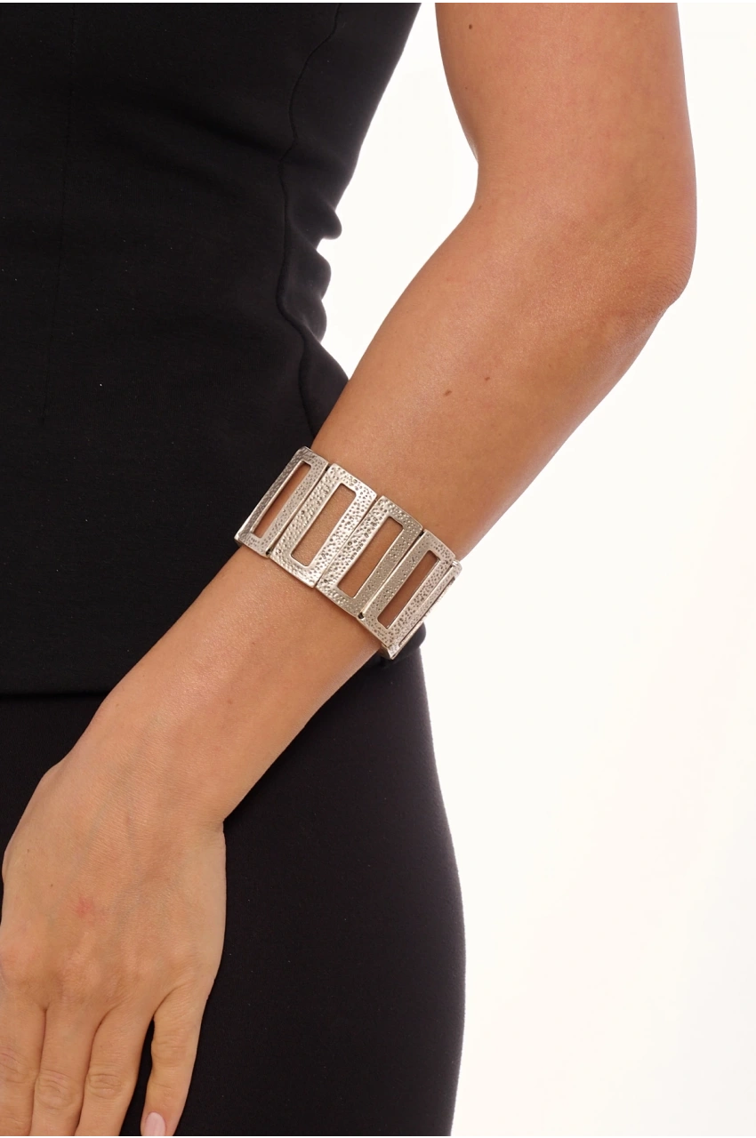 Antique Silver-Plated, Expanding, Rectangular Shape Bracelet