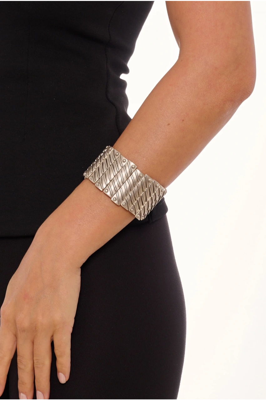 Kiraz Elastic Silver Plated Bracelet