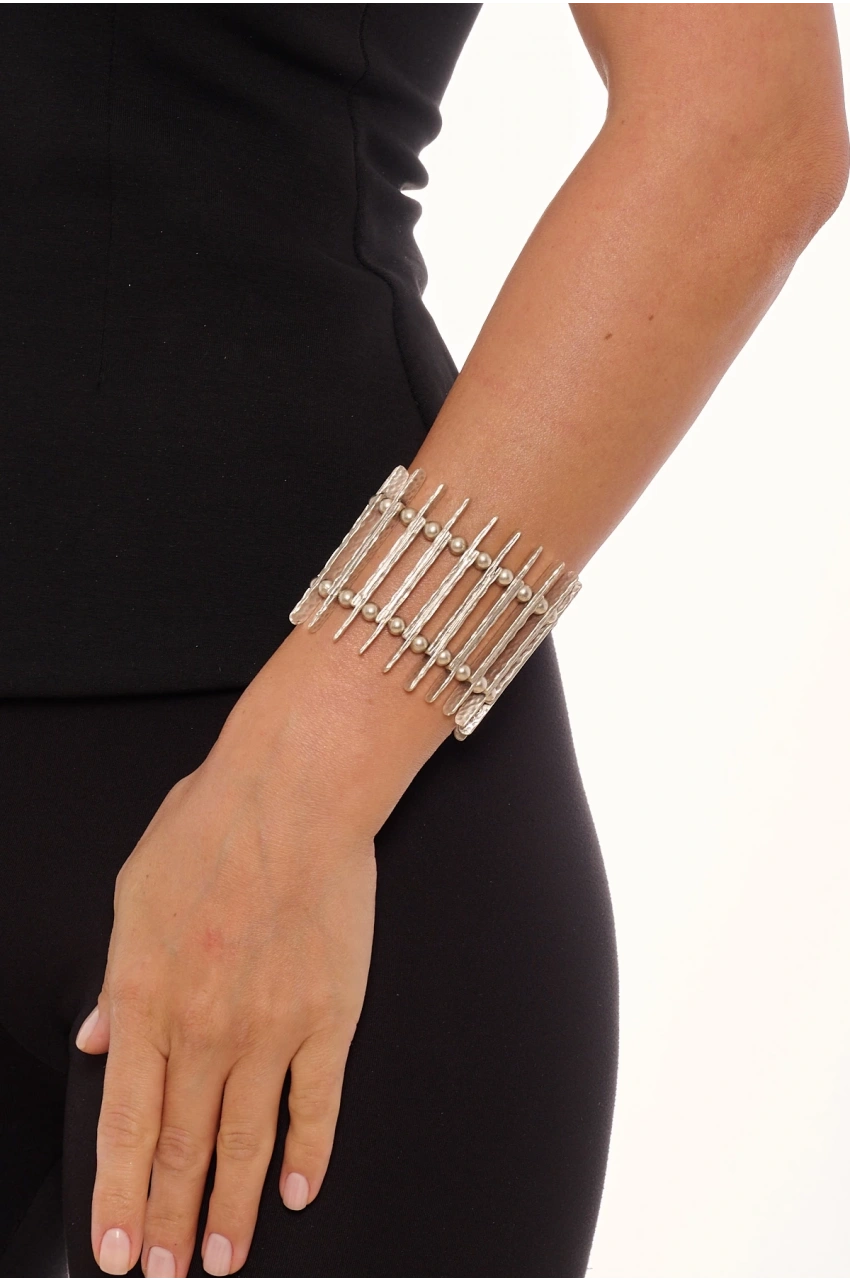Kiraz Elastic Silver Plated Bracelet