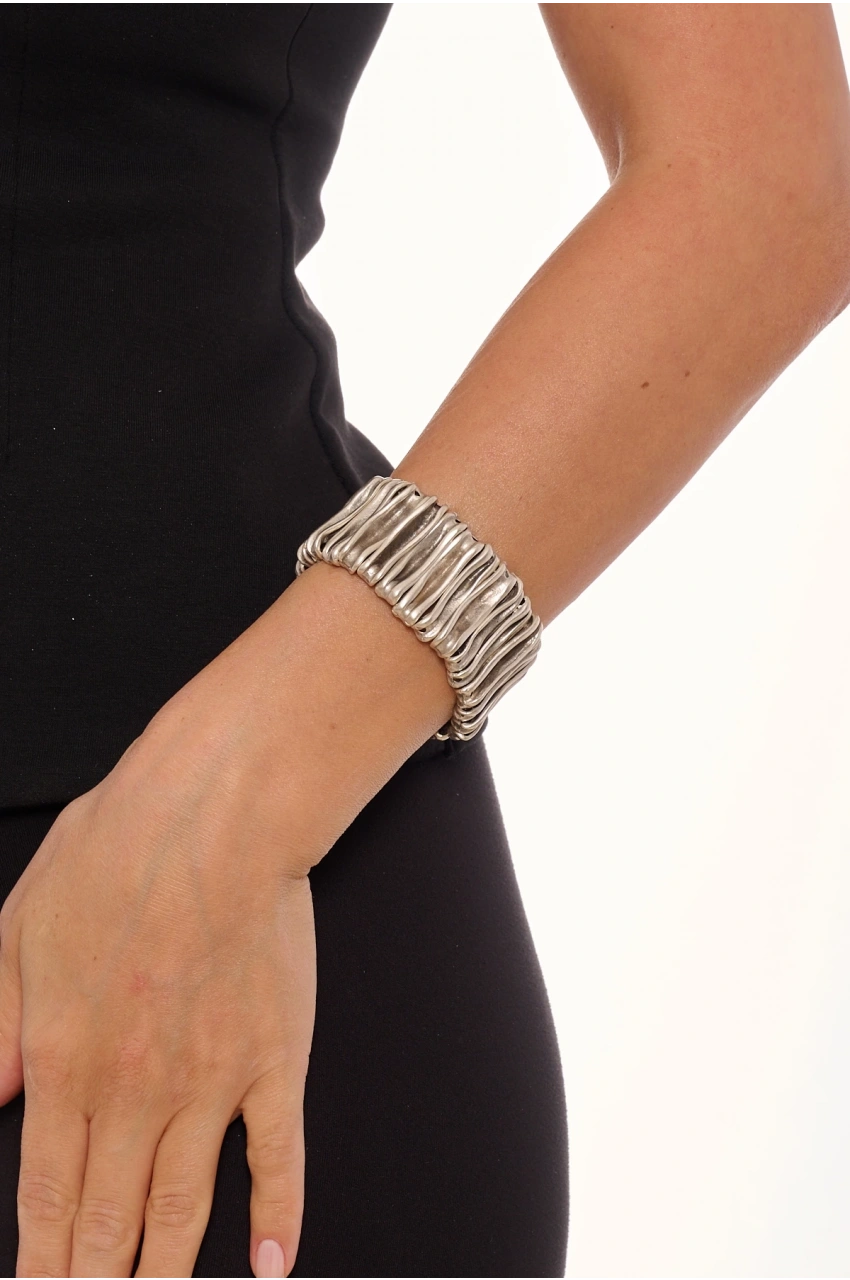 Kiraz Elastic Silver Plated Bracelet