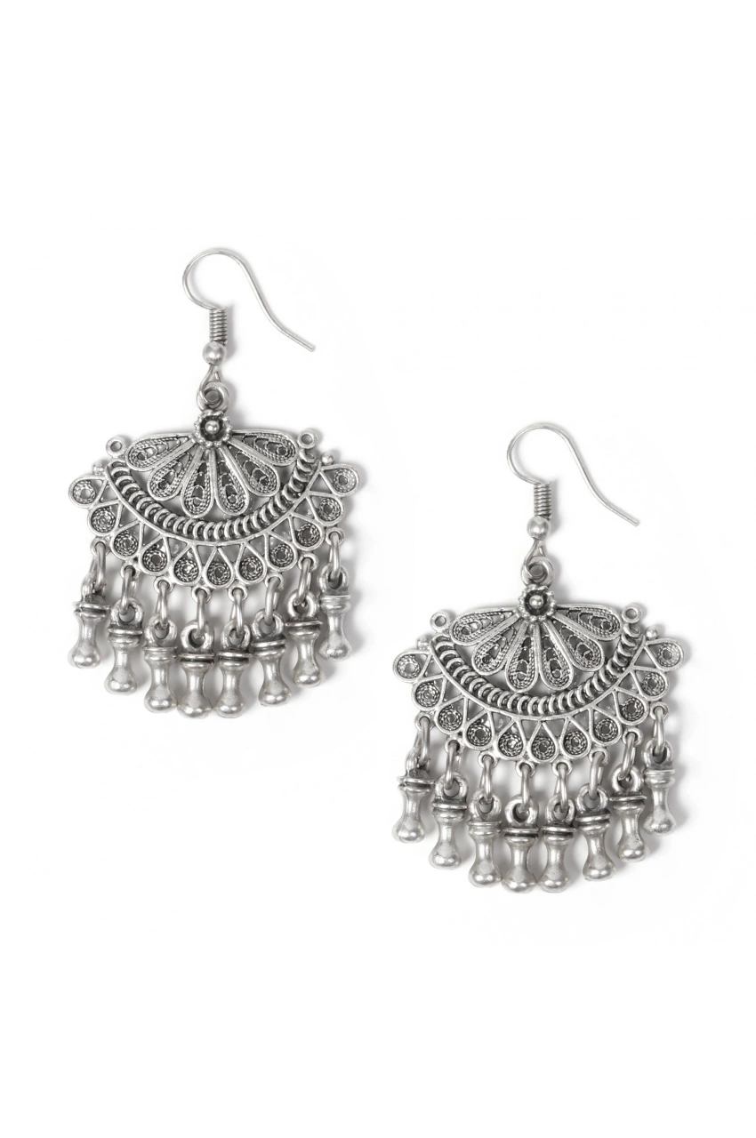 Beaded Tassel Flower Earrings