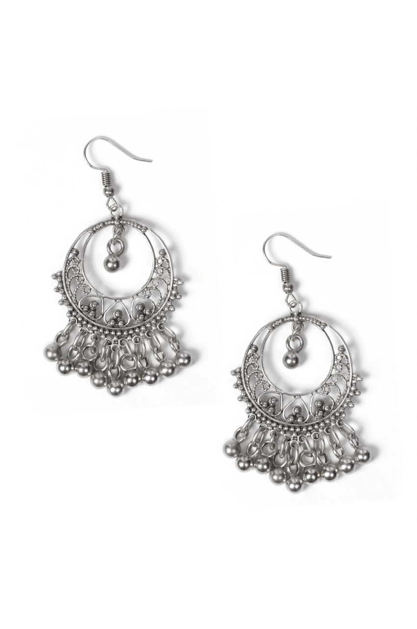 Beaded Tassel Hoop Earrings