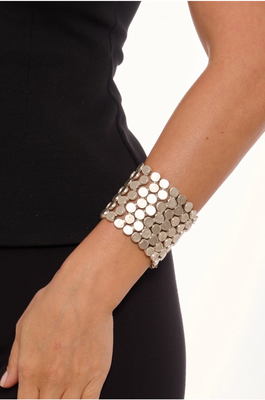 Kiraz Elastic Silver Plated Bracelet