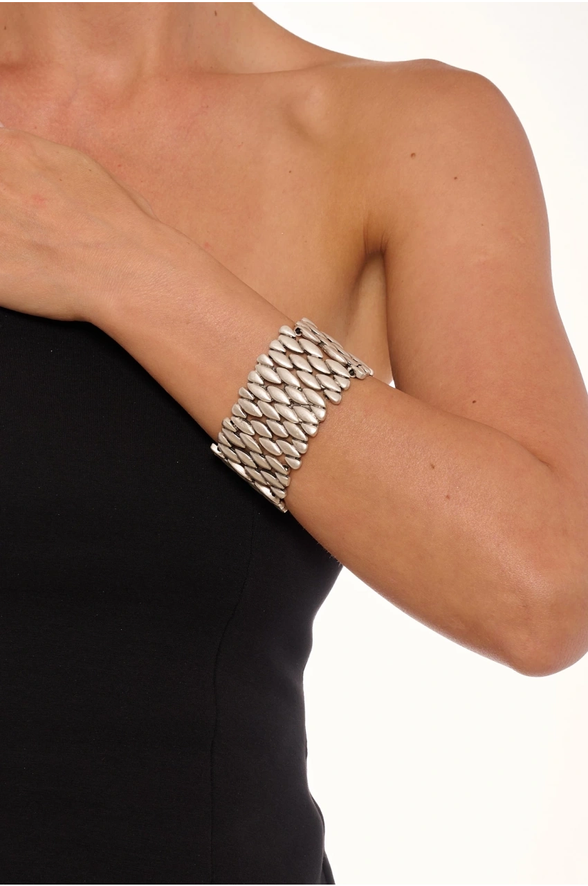 Kiraz Elastic Silver Plated Bracelet