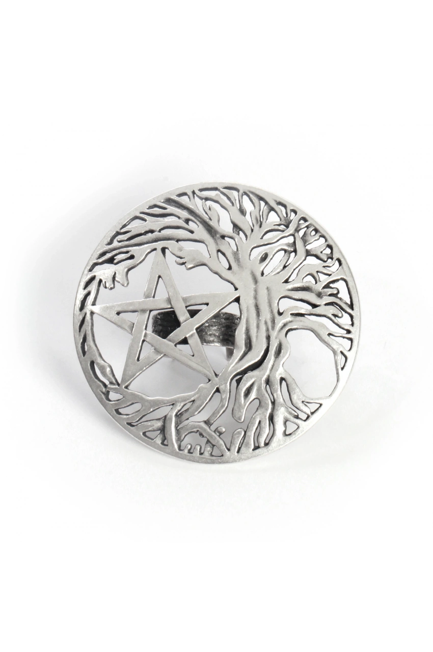 Pentagram and Tree of Life Engraved Ring