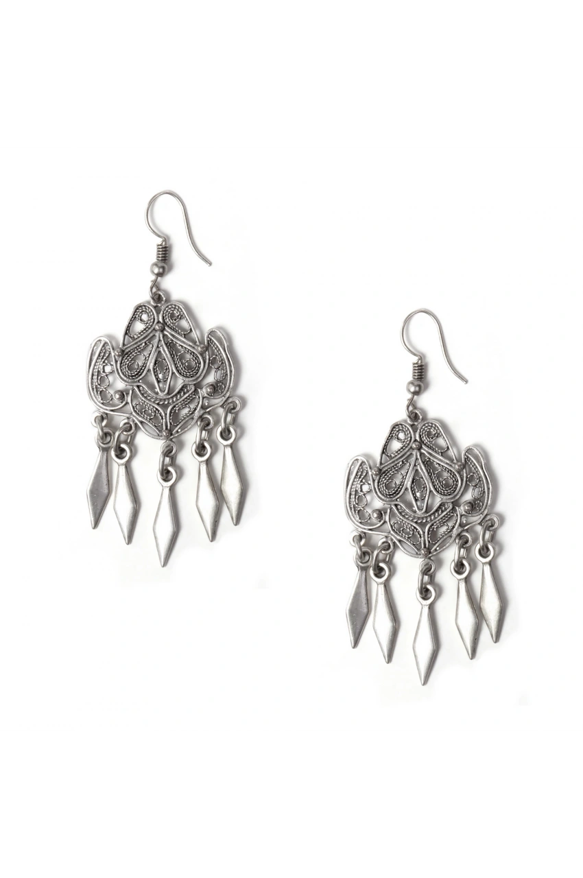 Ethnic Spearhead Fringed Earrings