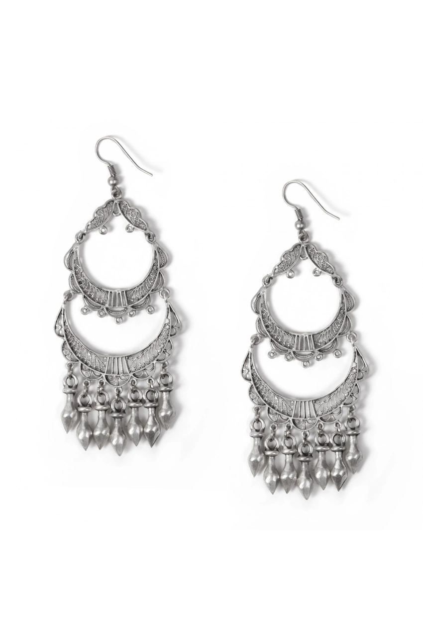 Flower and Wings Fringe Earrings
