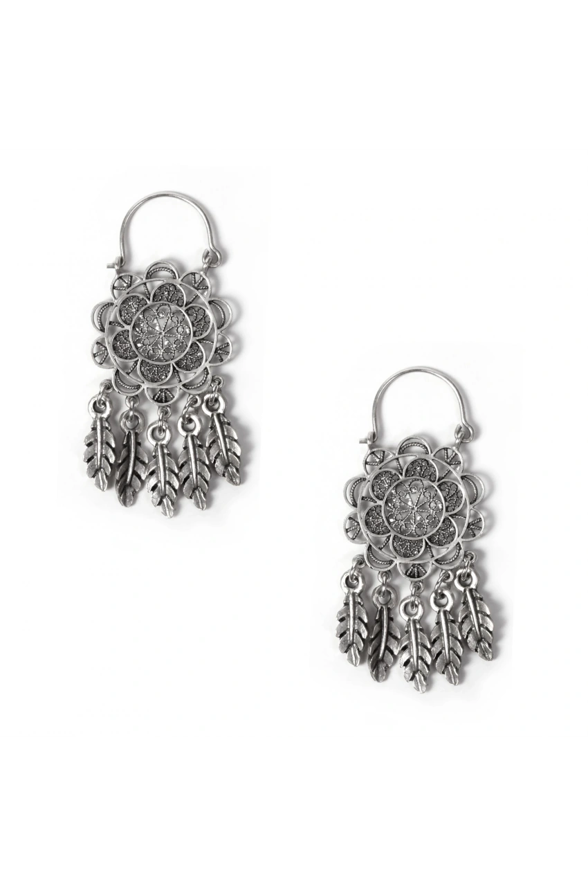 Flower and Wings Fringe Earrings