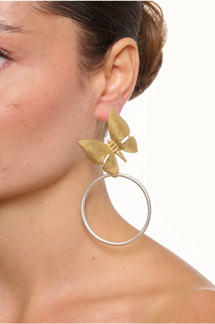 Kiraz Butterfly Gold Plated Earring