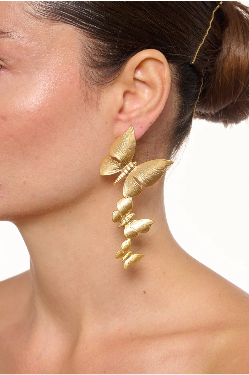 Kiraz Butterfly Gold Plated Earring