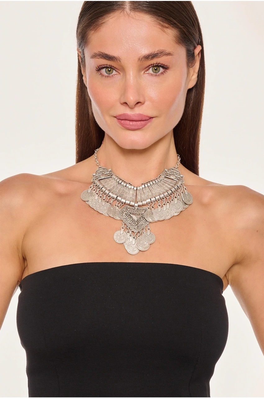 Kiraz Cleopatra Silver Plated Necklace