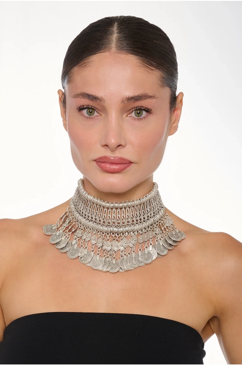 Kiraz Cleopatra Silver Plated Necklace