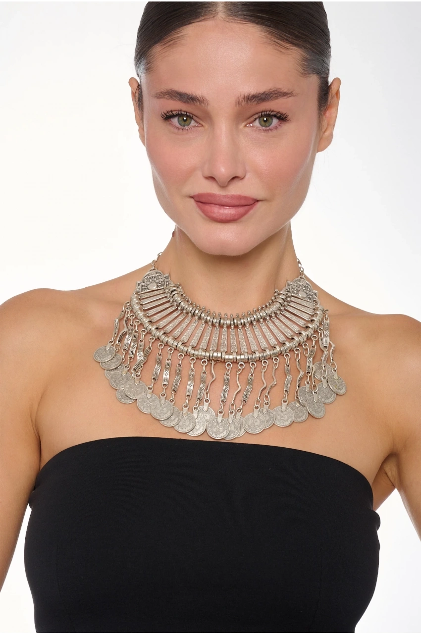 Kiraz Cleopatra Silver Plated Necklace