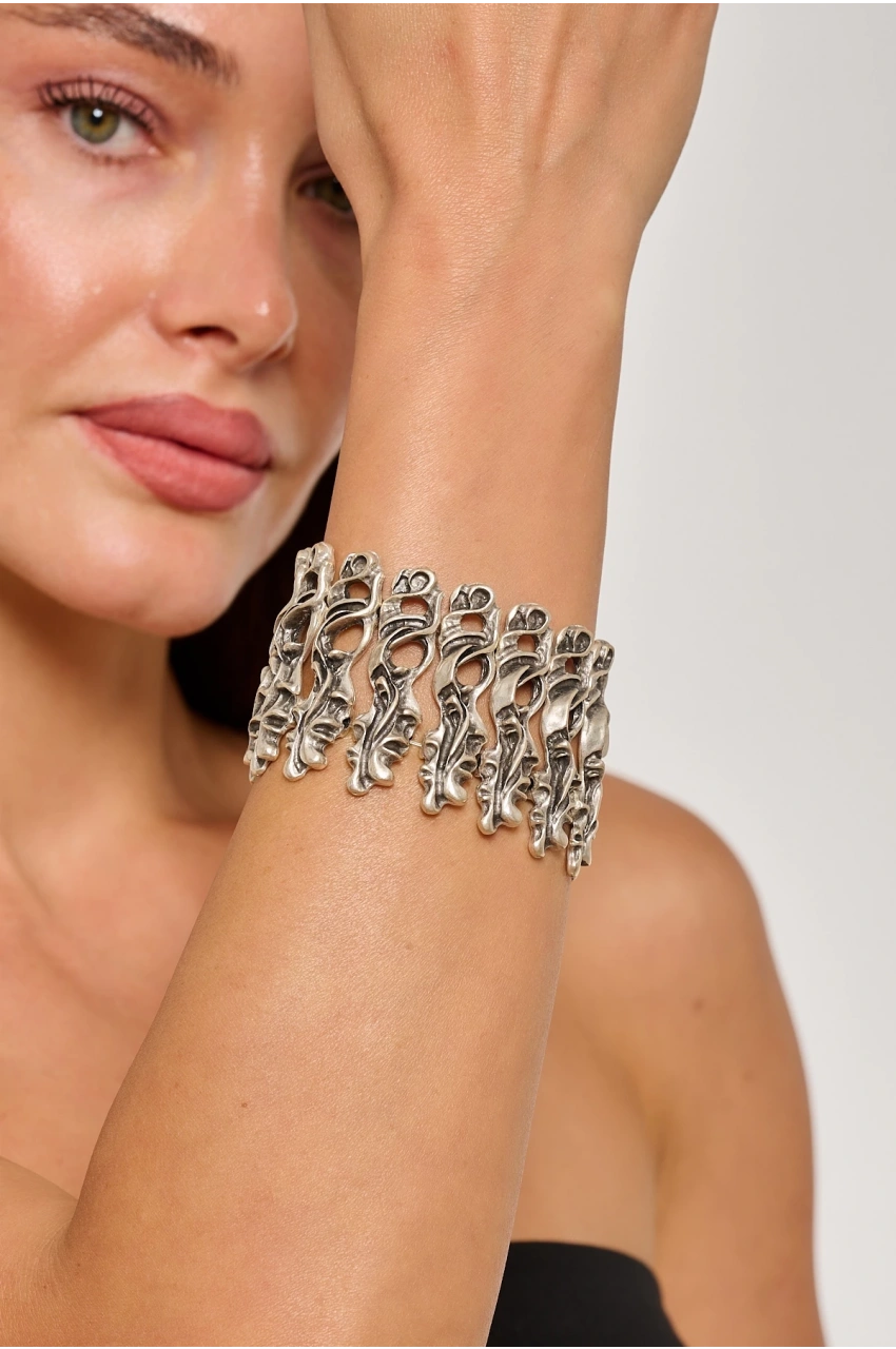 Kiraz Elastic Silver Plated Bracelet