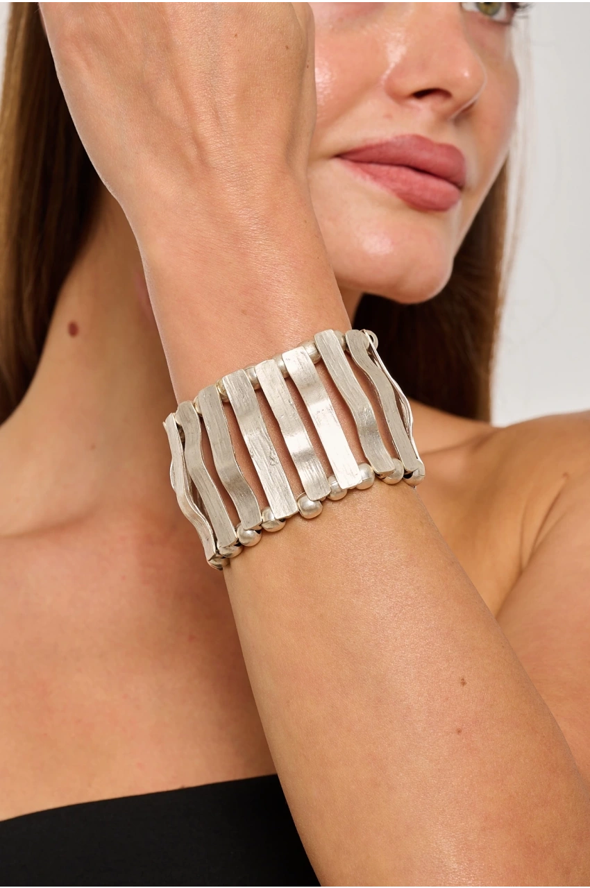 Kiraz Elastic Silver Plated Bracelet