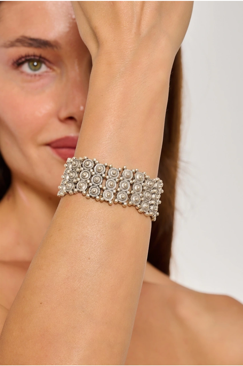 Kiraz Elastic Silver Plated Bracelet