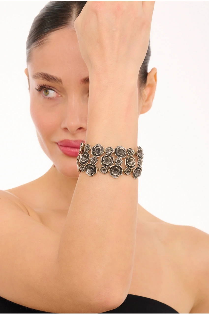 Kiraz Elastic Silver Plated Bracelet