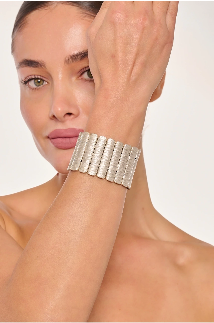 Kiraz Elastic Silver Plated Bracelet