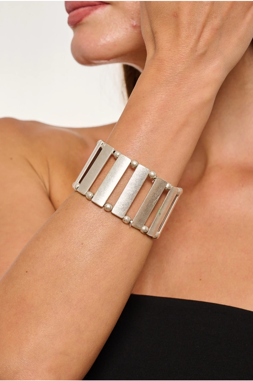 Kiraz Elastic Silver Plated Bracelet