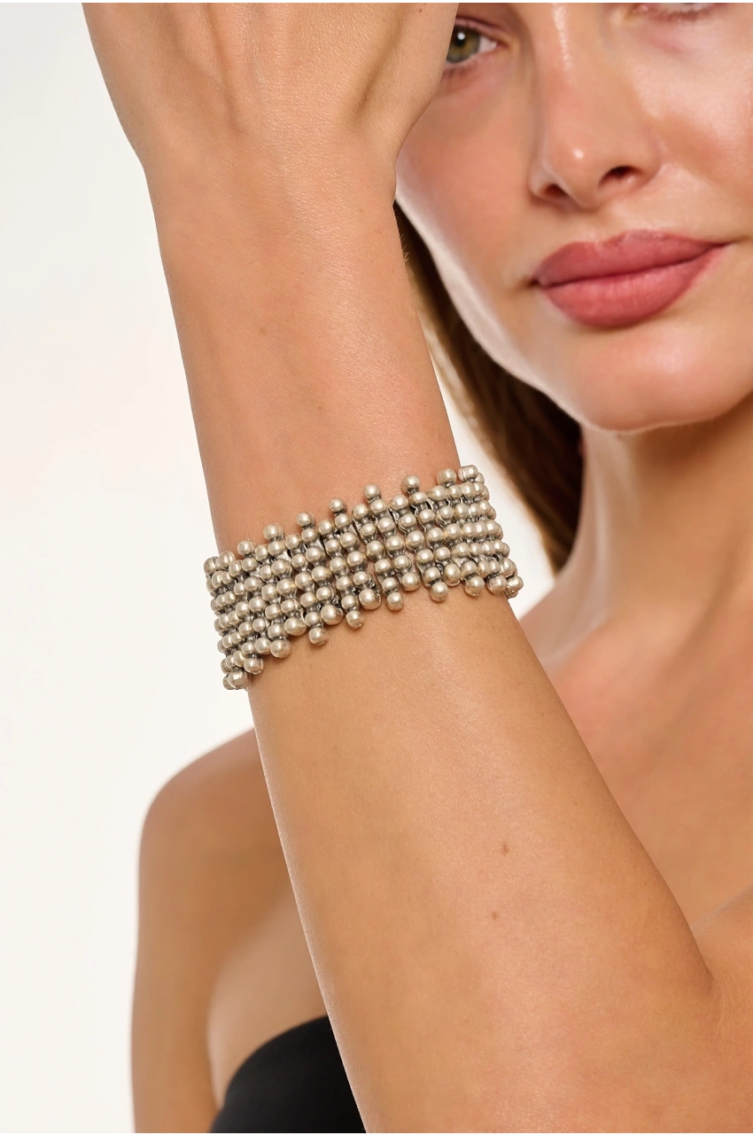 Kiraz Elastic Silver Plated Bracelet