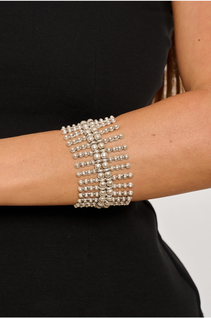 Kiraz Elastic Silver Plated Bracelet