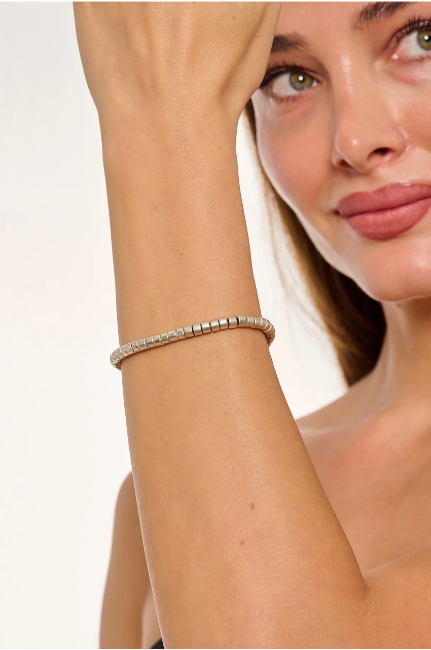 Kiraz Elastic Silver Plated Bracelet