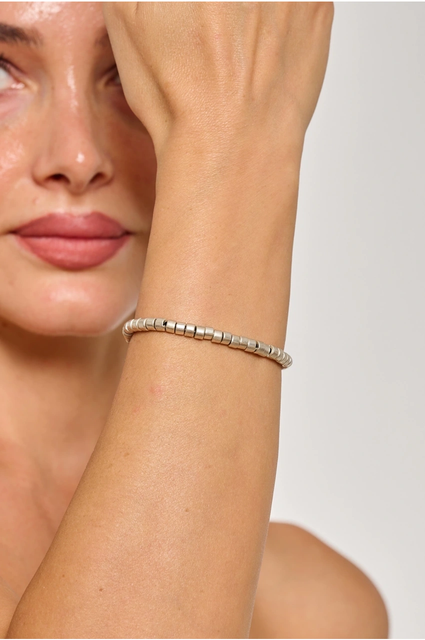 Kiraz Elastic Silver Plated Bracelet