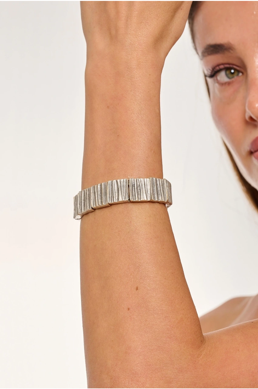 Kiraz Elastic Silver Plated Bracelet