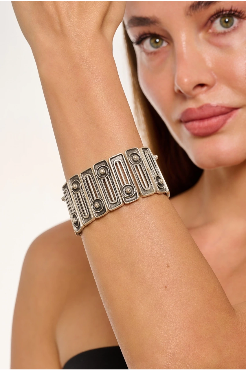 Kiraz Elastic Silver Plated Bracelet