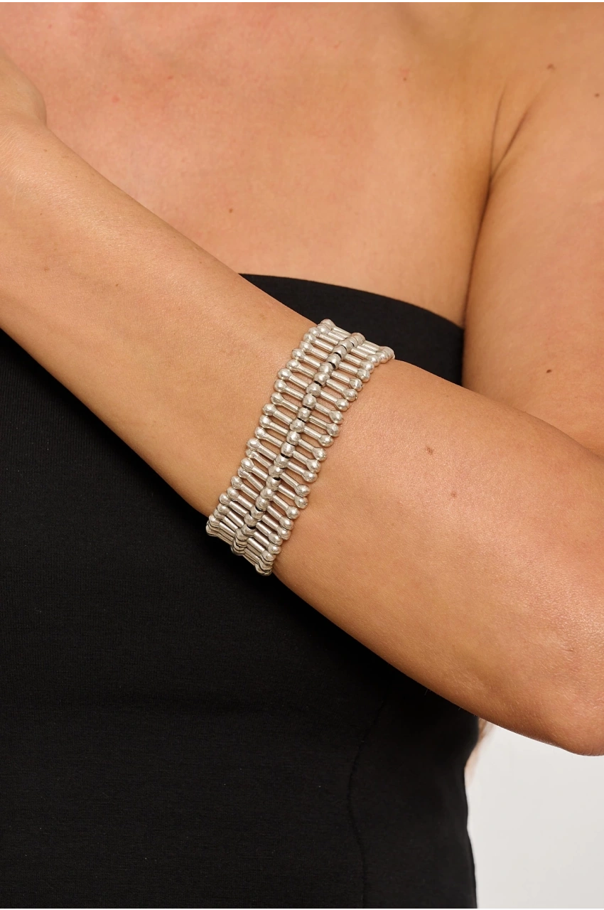 Kiraz Elastic Silver Plated Bracelet