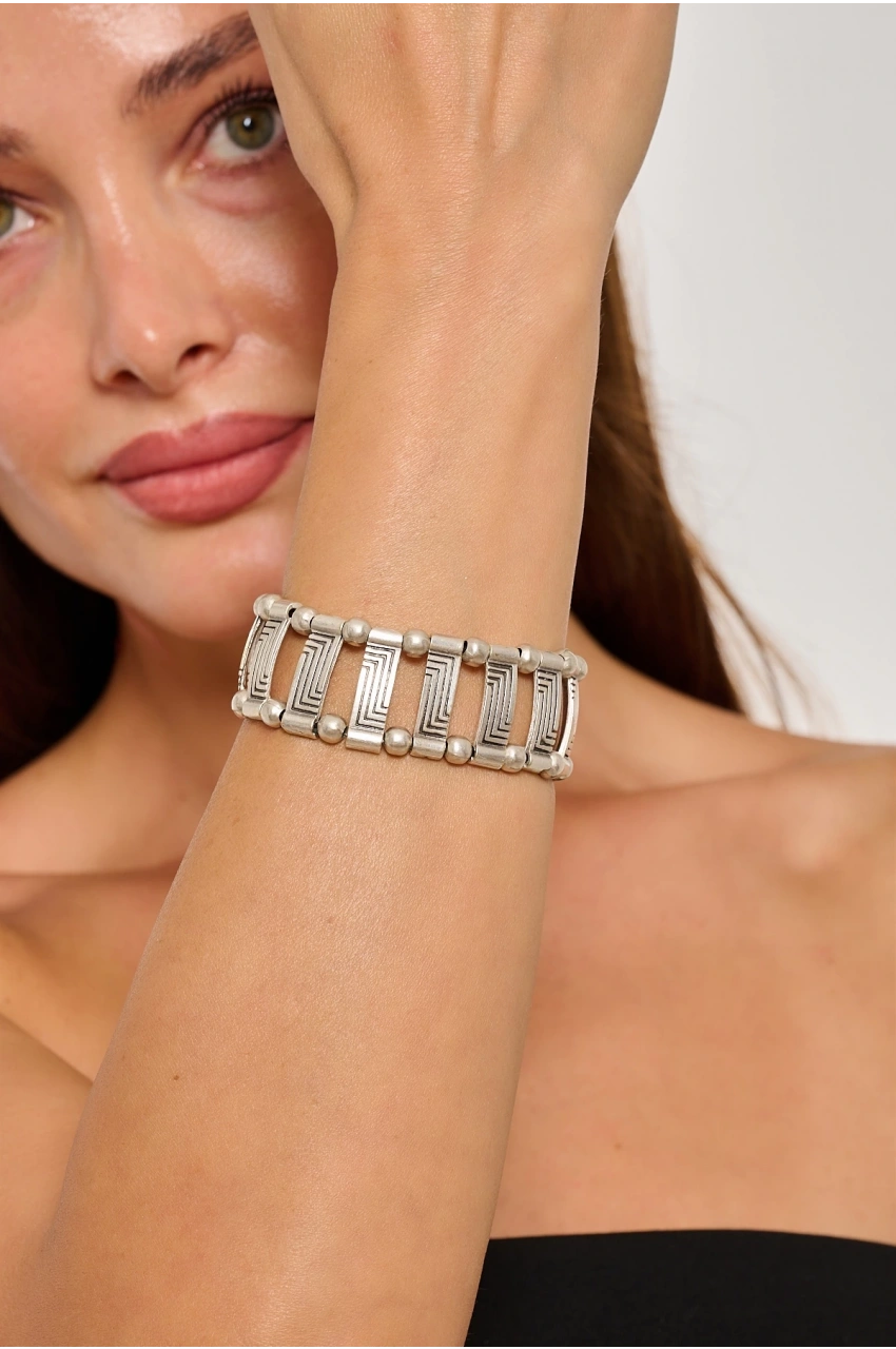 Kiraz Elastic Silver Plated Bracelet