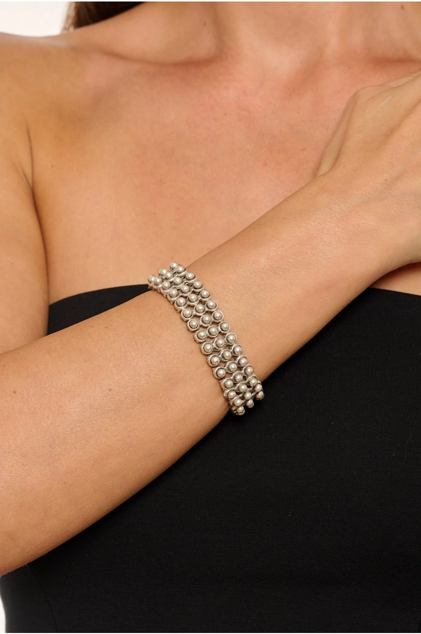 Kiraz Elastic Silver Plated Bracelet