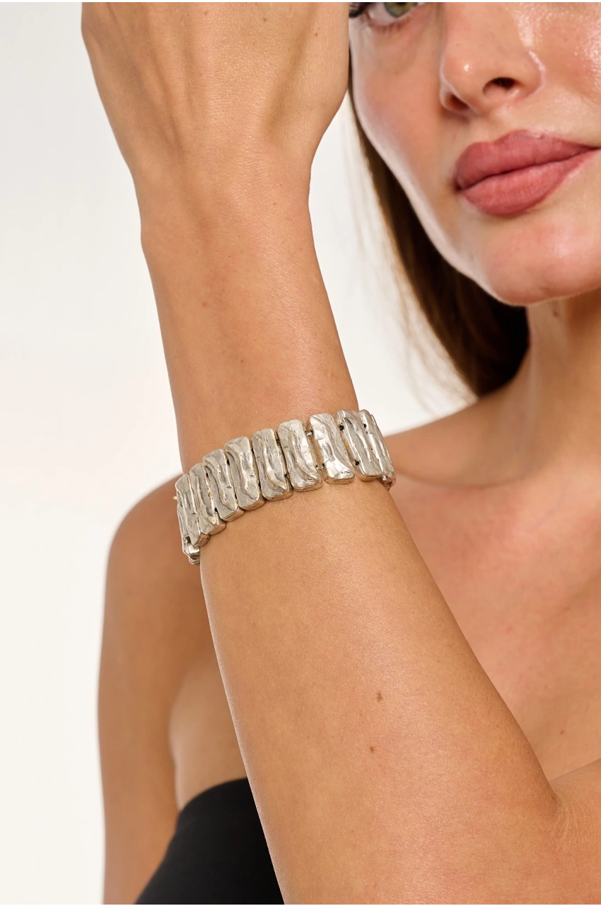 Kiraz Elastic Silver Plated Bracelet