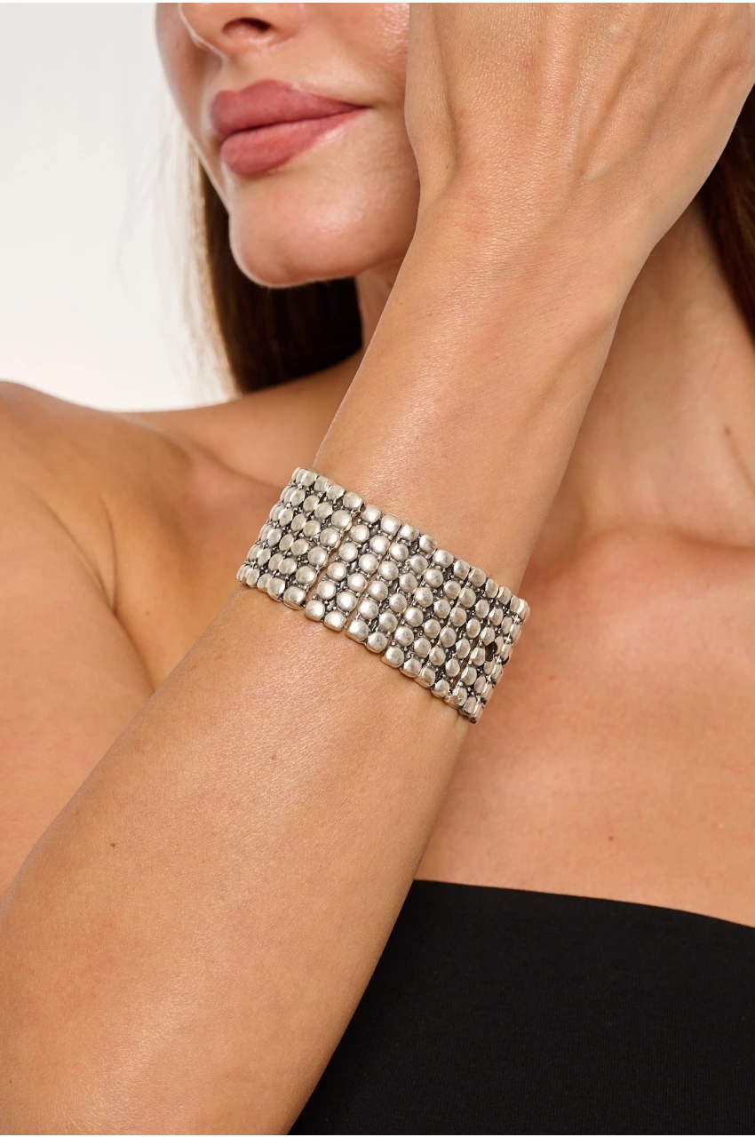 Kiraz Elastic Silver Plated Bracelet