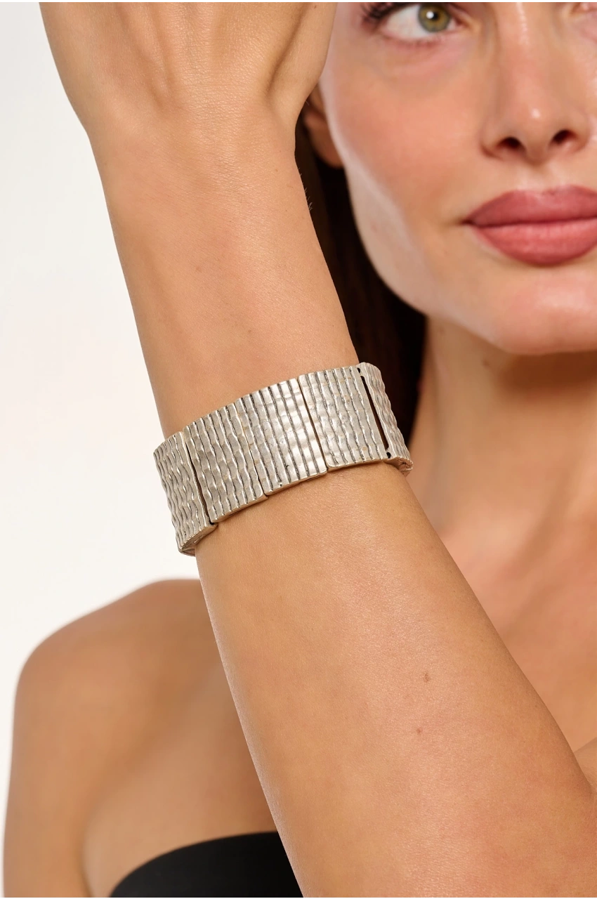 Kiraz Elastic Silver Plated Bracelet