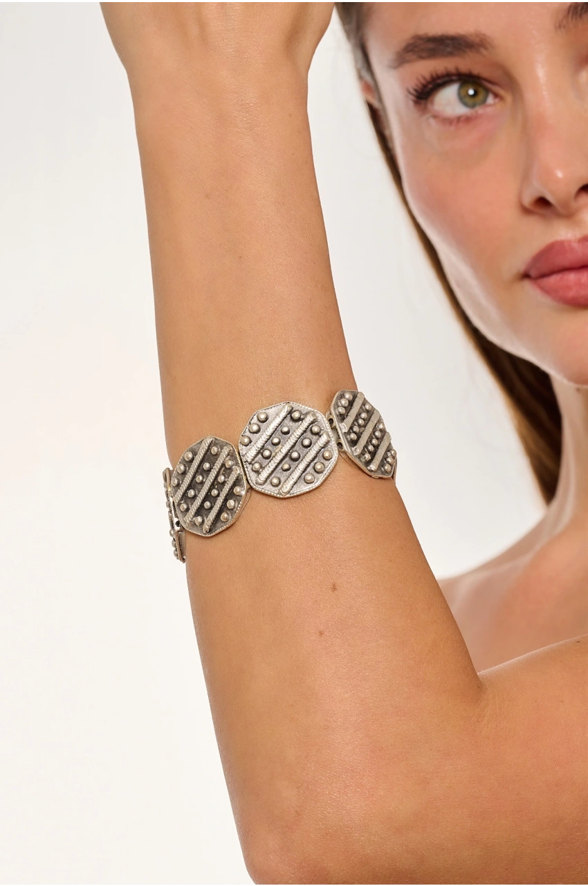 Kiraz Elastic Silver Plated Bracelet