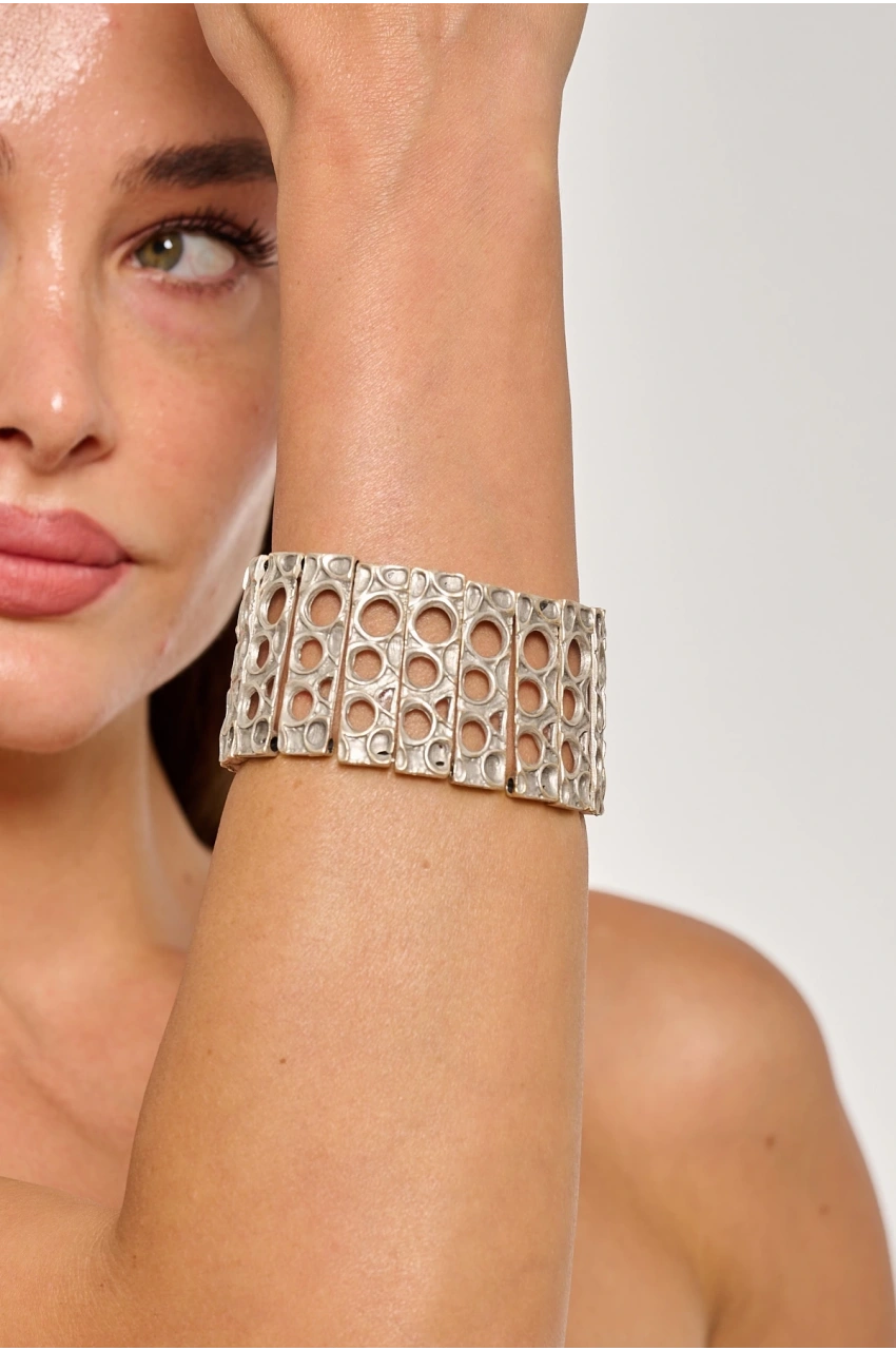 Kiraz Elastic Silver Plated Bracelet