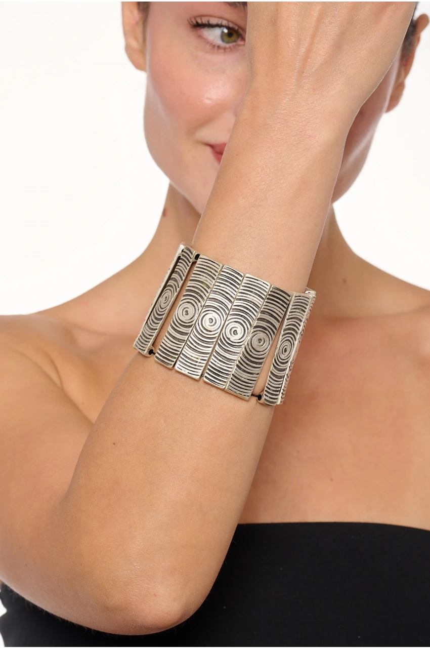 Kiraz Elastic Silver Plated Bracelet