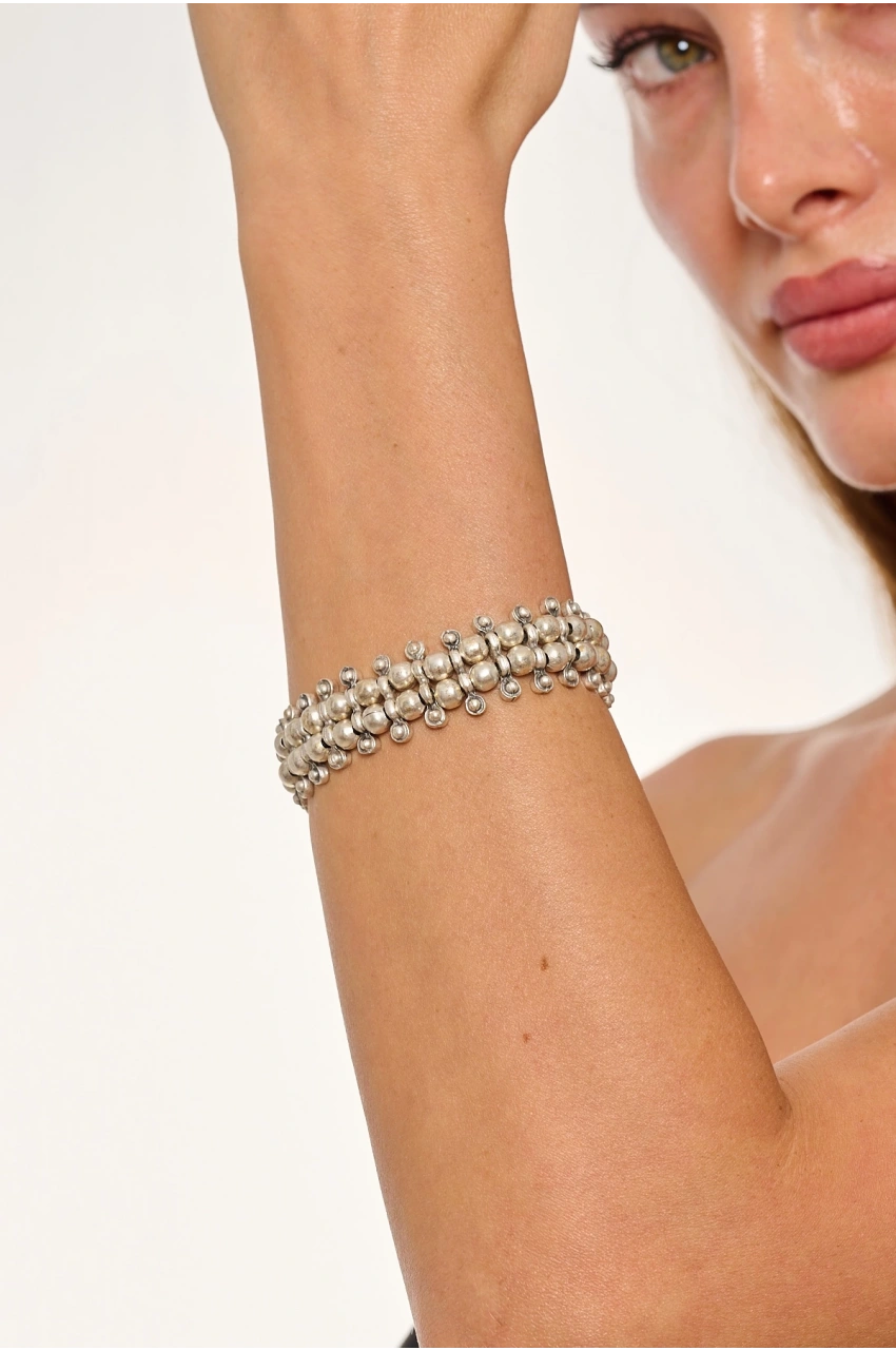 Kiraz Elastic Silver Plated Bracelet