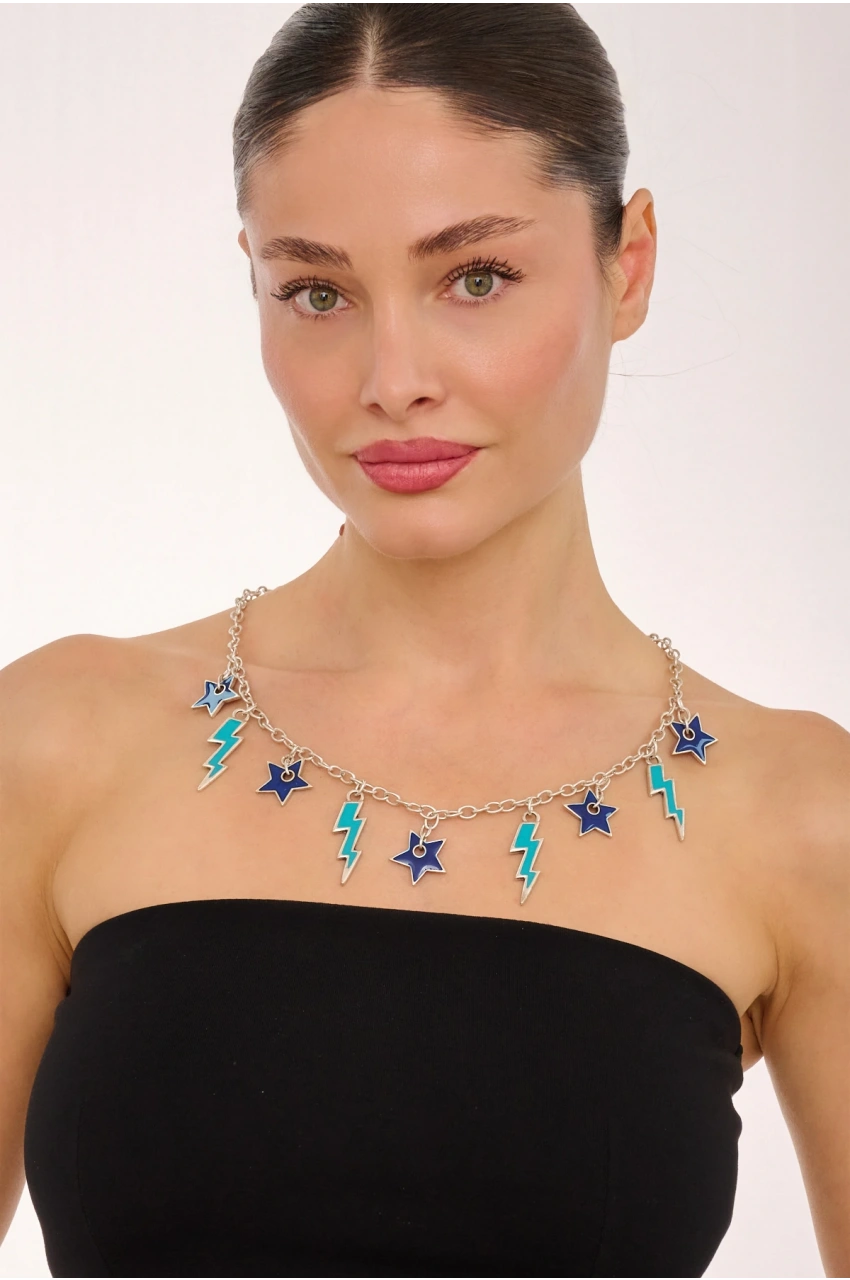 Kiraz Enameled Silver Plated Necklace