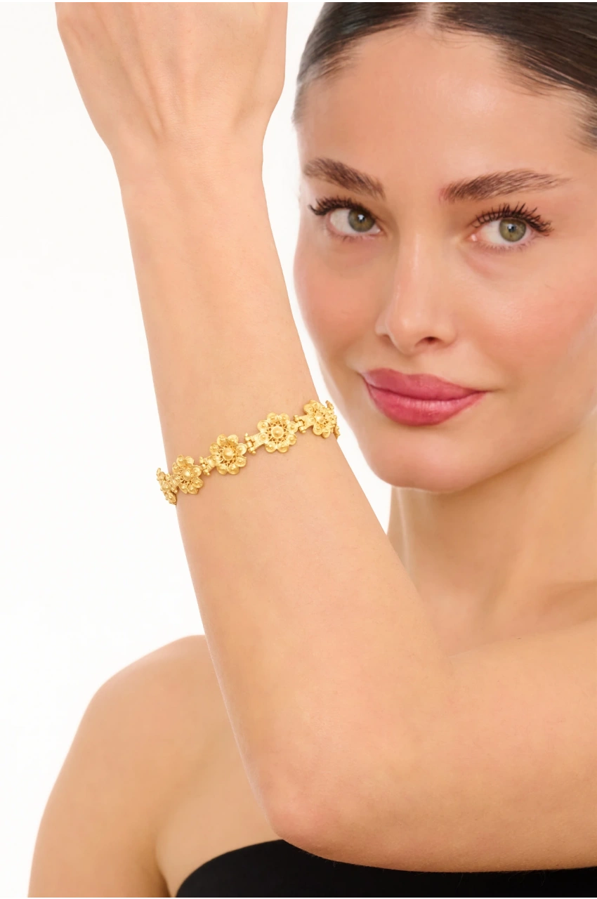 Kiraz Flower Gold Plated Bracelet
