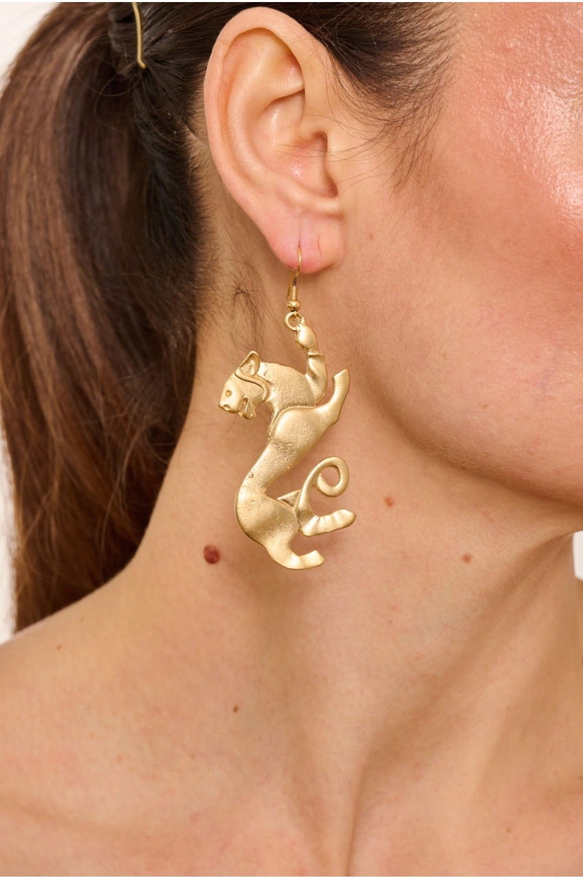 Kiraz Gold Plated Dog Earring