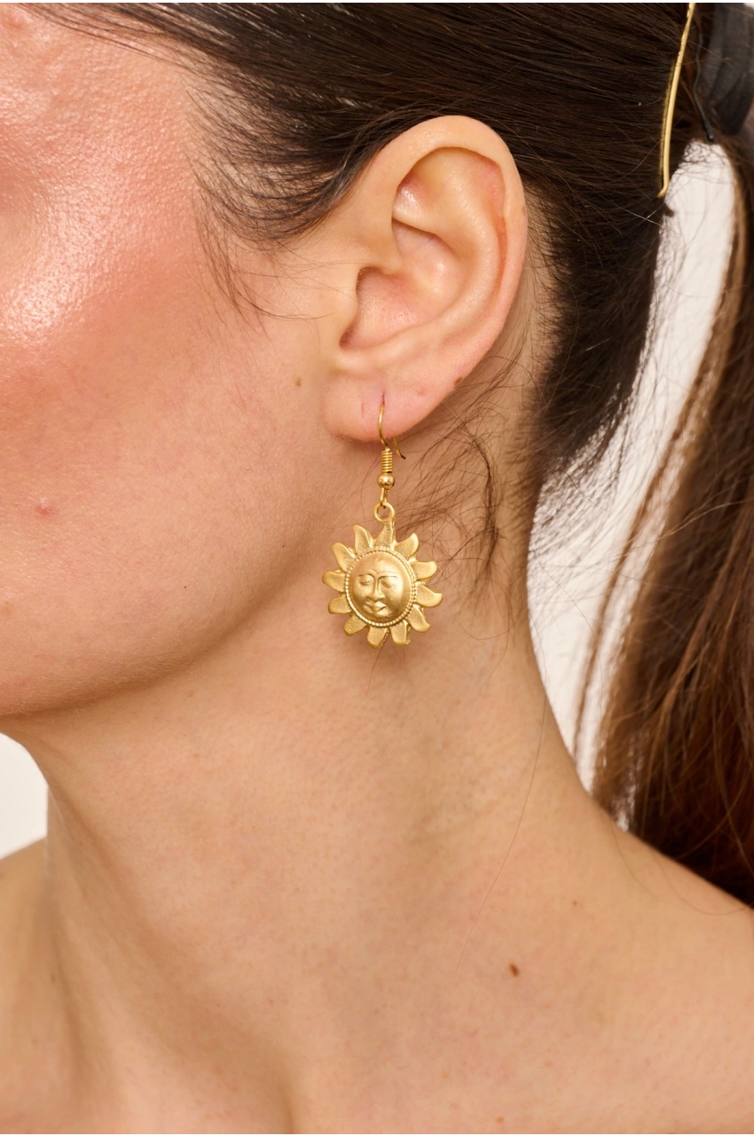 Kiraz Gold Plated Sun Earring