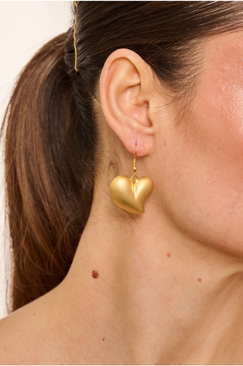 Kiraz Gold Plated Heart Earring