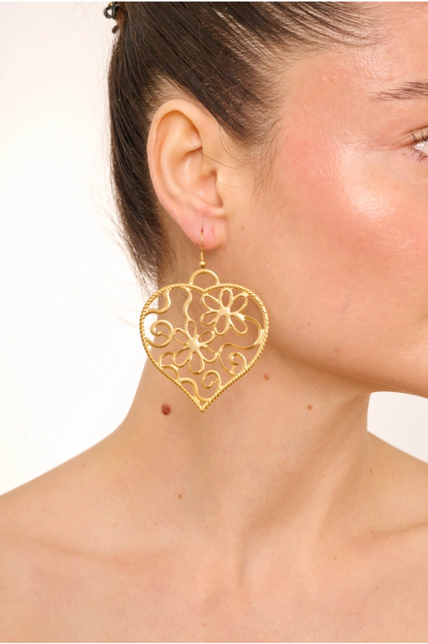 Kiraz Gold Plated Heart Earring