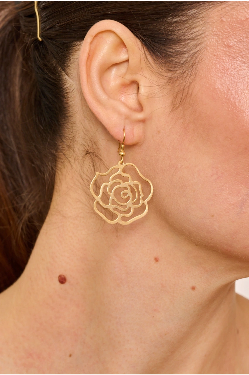 Kiraz Gold Plated Rose Earring