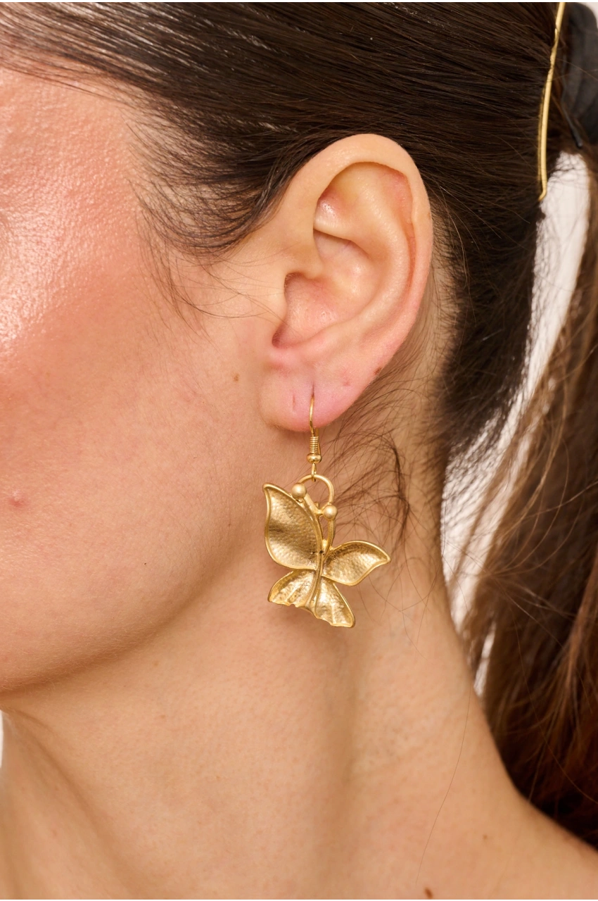 Kiraz Gold Plated Butterfly Earring