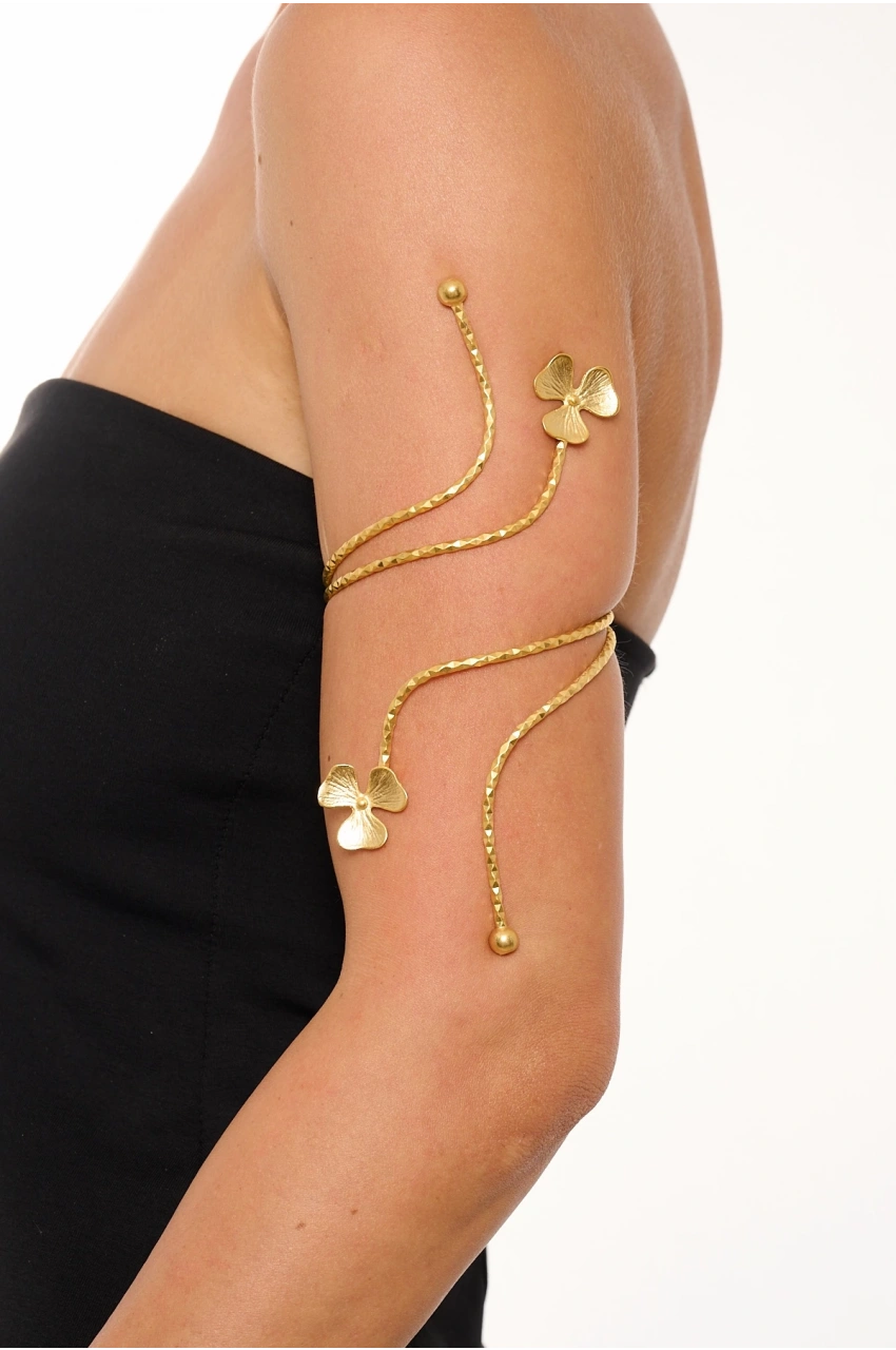 Kiraz Gold Plated Flower Arm Cuff