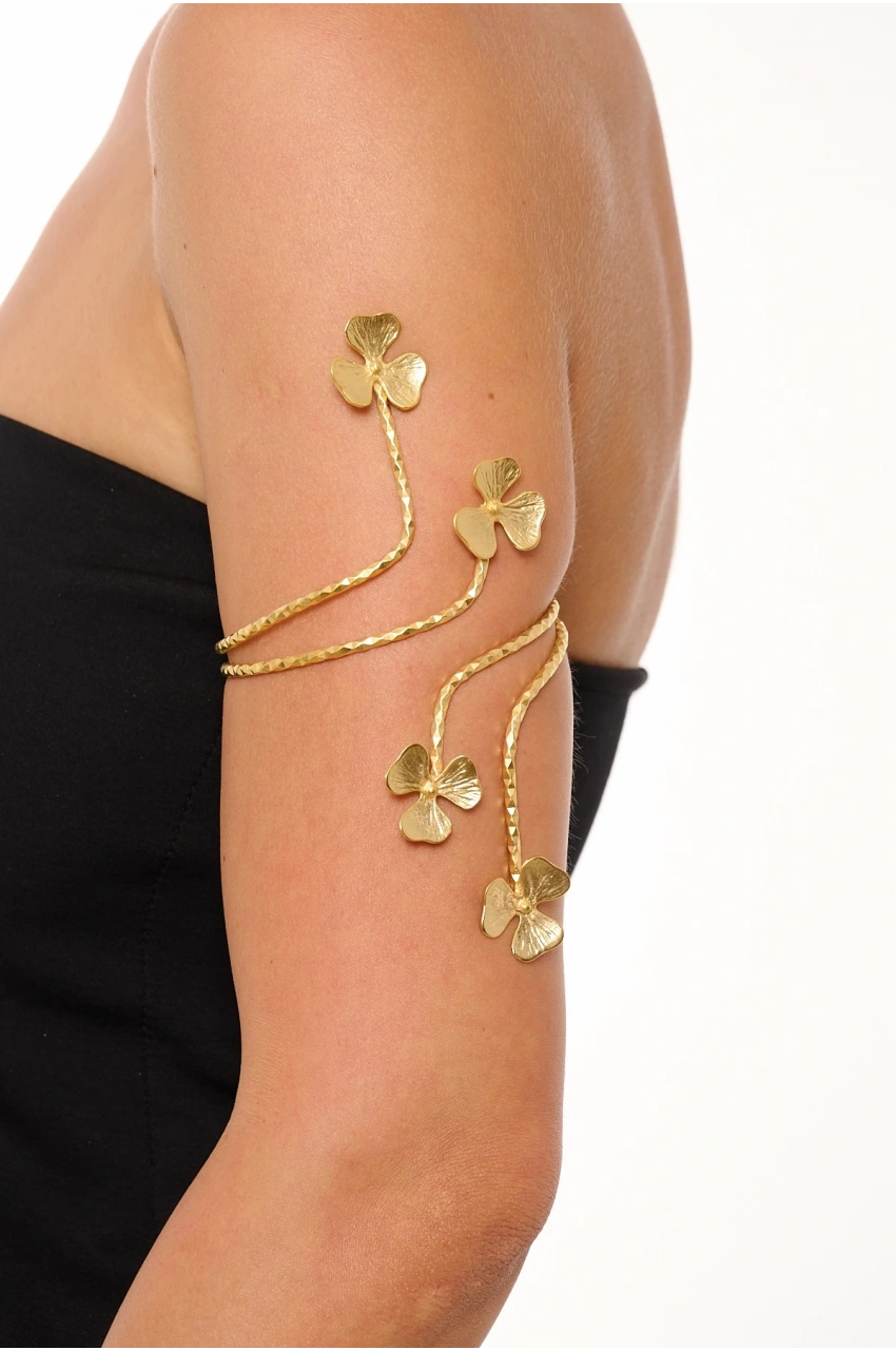 Kiraz Gold Plated Flower Arm Cuff